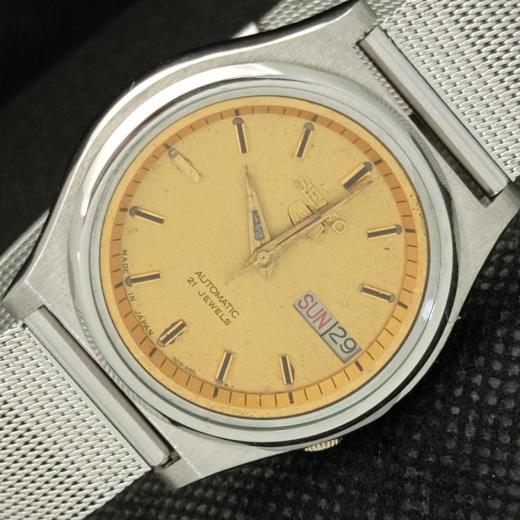 USED VINTAGE SEIKO 5 AUTOMATIC 7019A JAPAN MENS ORIGINAL DIAL WATCH A413520-2 SKU621b-a413520