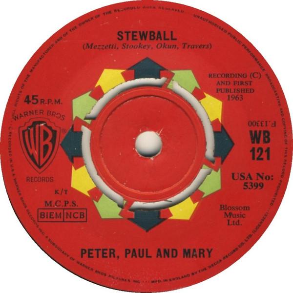7-дюймовая пластинка PETER PAUL MARY Stewball The Cruel War WB121 WARNER BROS. R 1963 Япония Рок Б/У