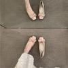 2025 New Patent Leather Fairy Wind Flat Bottom Square Head Single Shoes Women's Summer Versatile Bow Shallow Mouth Mary Jane Women's Shoes