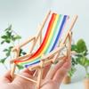 Mini Beach Chair Dollhouse Decoration Realistic Foldable Rainbow Lounger Chair Miniature Simulated Beach Chair for 1:12 or 1:6 Dollhouses