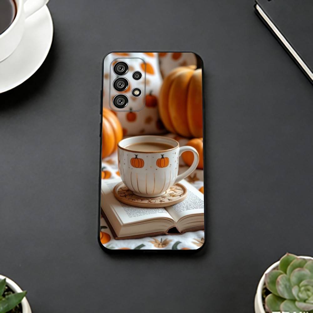 Рождественский Арт зимний C-Кофе Чехол для Телефона для Samsung S25,S24,S21,S22,S23,S30,Ultra,S20,Plus,Fe,Lite,Note,10,Черный Чехол