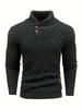 Men's Casual Waffle Pattern High Stretch Sweater, Chic Mature Pullover Sweater For Fall Winter