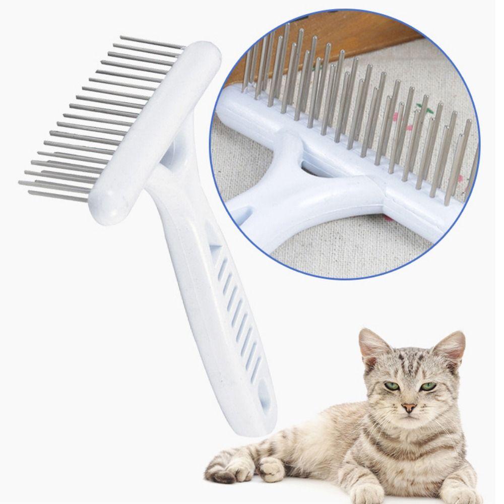 Stainless Steel Dog Rake Comb Double Row Dog Hair Fur Shedding Remove Dog Comb Brush Grooming