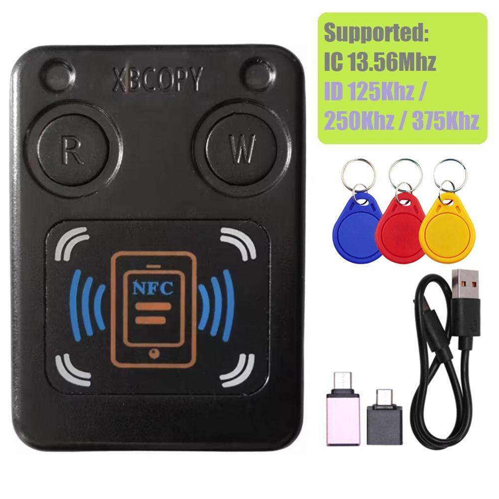 Считыватель-копировщик смарт-чип-карт NFC RFID + 3 брелока CUID, IC 13,56 МГц, ID 125 кГц, 250 кГц, 375 кГц, дубликатор RFID-токенов