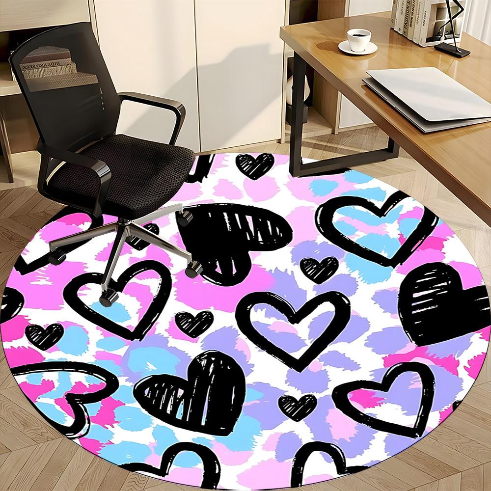 1PC Heart Print Chair Carpet for Office, Indoor Non-Slip Washable  Carpet, Soft Comfortable Mat For Office Room yy250930143