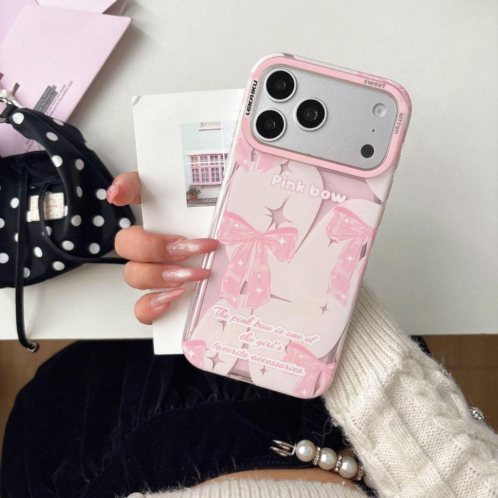 Модный бренд IMD Серия Side Profile Чехол Love Pink Bow для iP17 Pro Max - Ударопрочный