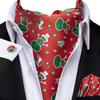 Christmas Mens Red Black Green Cravat Tie Set Silk Ascot Tie Bow Tie Event Set