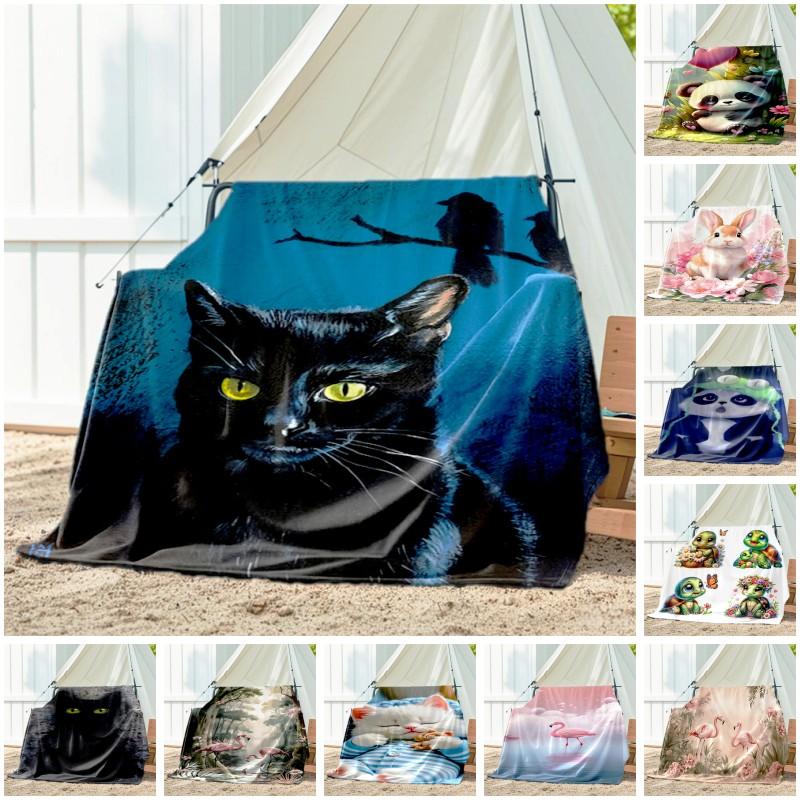1pc Animals: cats, pattern blanket, all season lightweight home office outdoor nap multifunctional blanket
