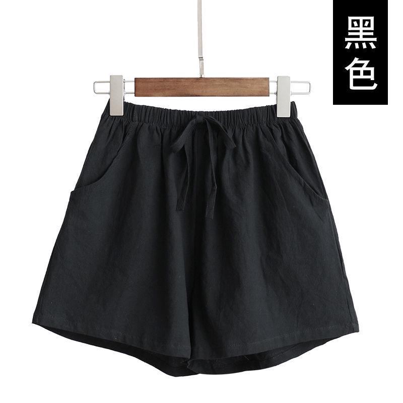 Spring and Summer New Cotton and Linen Shorts Women's Outer Wear Thin A- Shown Wide Leg High Waist Slimming Plus Size Loose Casual Shorts for Women