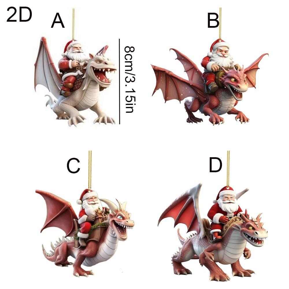 Мультяшное Рождественское украшение Санта Клаус Акриловая подвеска на елку Динозавр Новый год