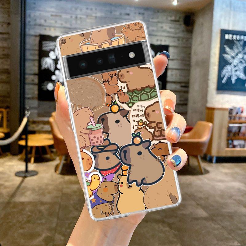 Чехол для телефона для Google Pixel 9 8 7 6 5 4 4XL Мягкий ТПУ 7A 6A 5A 4A 3A Pro XL 5G Прозрачный корпус Милый Капибара Fundas Сумки