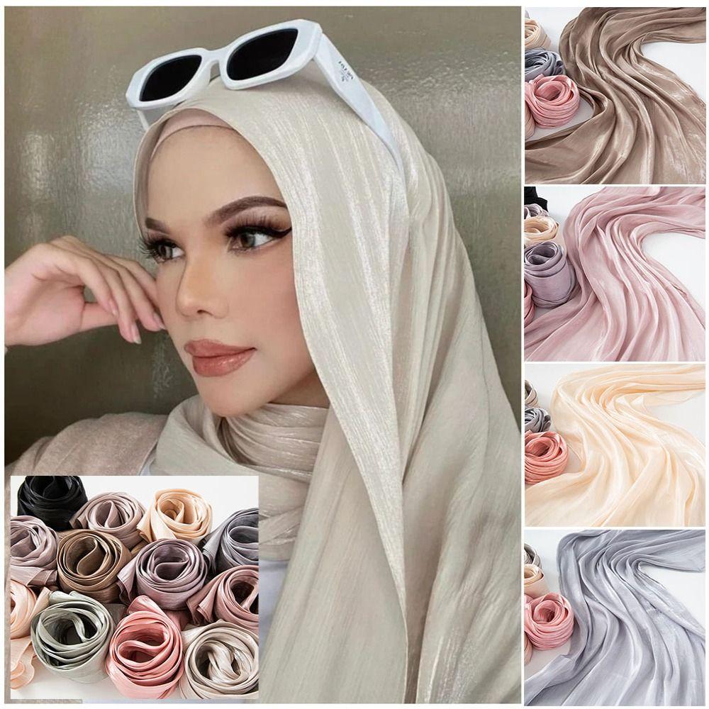Luxury Chiffon Hijabs Breathable Women Cool Satin Smooth Crepe New Head Wrap