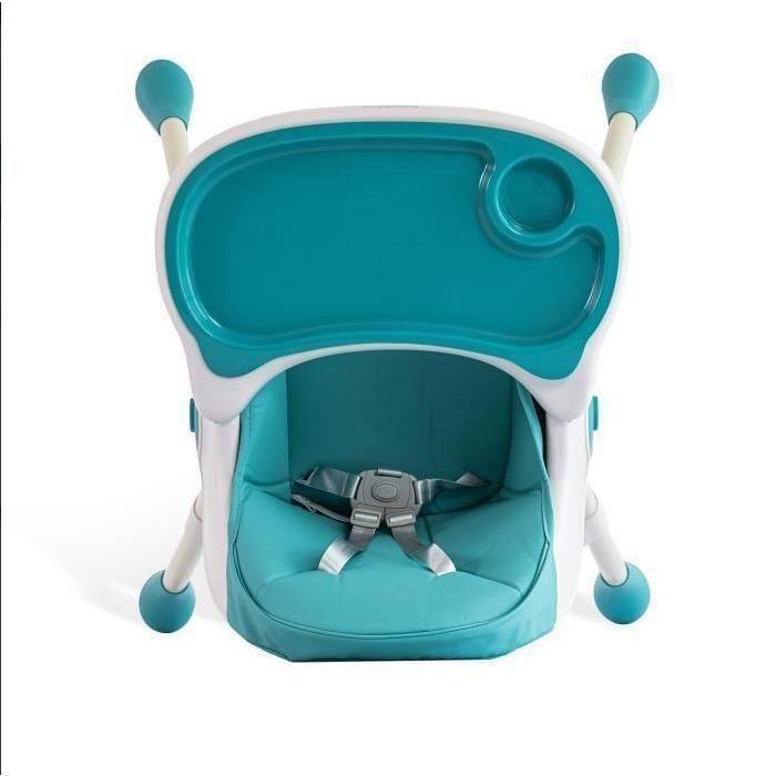 Chaise haute bébé, chaise enfants pliable avec plateau repas amovible rehausseur 2 en 1 table à manger pour enfants - Vert