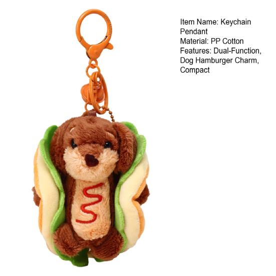 Yousheng Такса Собака Гамбургер Брелок Подвеска Плюшевый Шарм для Сумки Двухфункциональный Брелок Подвеска для Сумки Аксессуар
