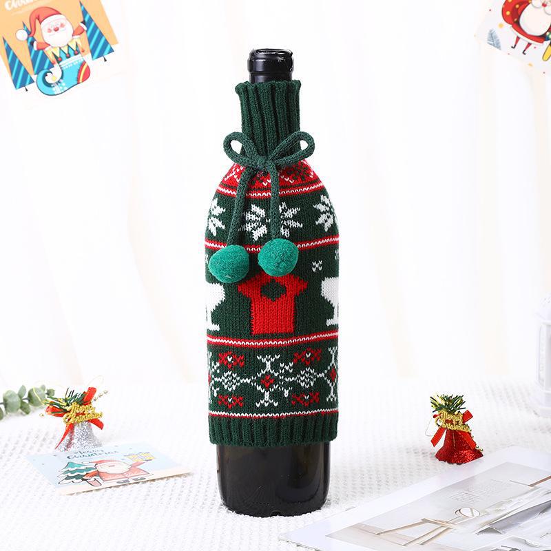 Рождественский новый меховой шар набор для красного вина шерстяное вязаное украшение набор для красного вина ресторан домашнее украшение для шампанского 2024