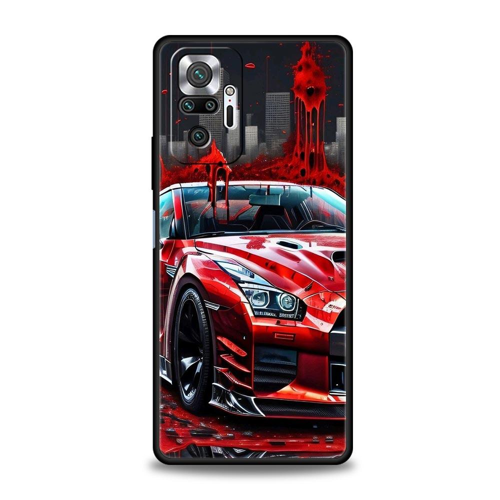 Крутой чехол для телефона со спортивной машиной для Xiaomi Redmi Note 14 13 5G 10 11 12 Pro Plus 4G 14C 13C 12C 10C Черный чехол