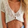Simple Pearl Cross Chest Bra Belly Body Chain For Women Sexy Boho Bikini Beach Waist Chain Body Jewelry Wedding Accessories Y027
