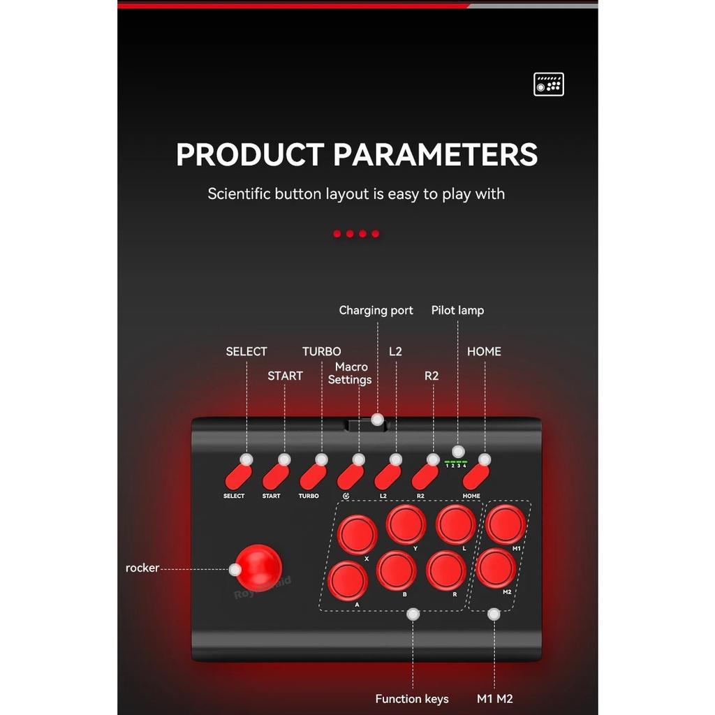 BSD-Y02 Wireless Arcade Stick Games Control Rocker for PS4/Switch Console Controller PC TV Android IOS Phones Fight Stick Joystick Gamepad Accessories