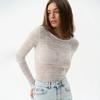 Fall Winter Women's New Fashion Crew Neck Sexy Sheer Long Sleeve Slim Fit Undershirt Top