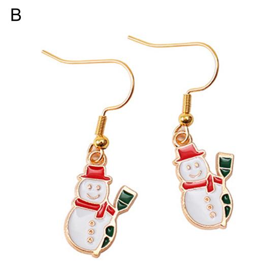 1 пара висячих серег Рождественская елка Снеговик капает масло Серьги Санта-Клауса ювелирный аксессуар