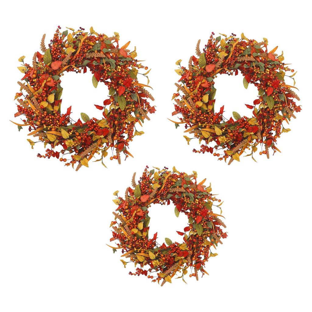 Artificial Autumn Wreath, Door Decorative Wreath with Yellow And Green Leaves, Hanging