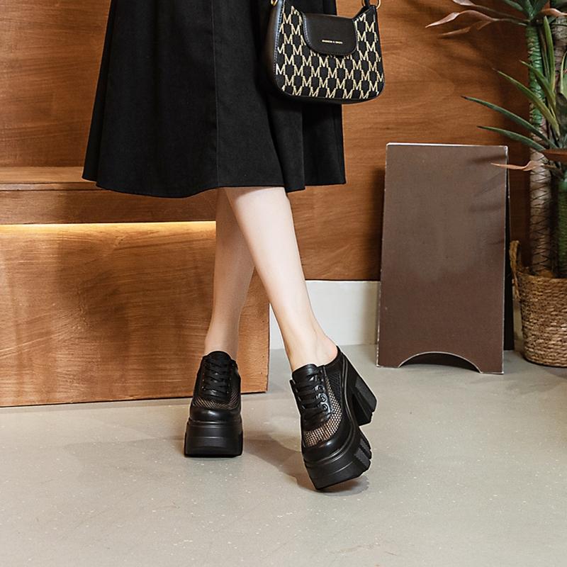 Женские тапочки на высоком каблуке, летние женские тапочки с закрытым носком, женские тапочки на платформе с сеткой высотой 11 см