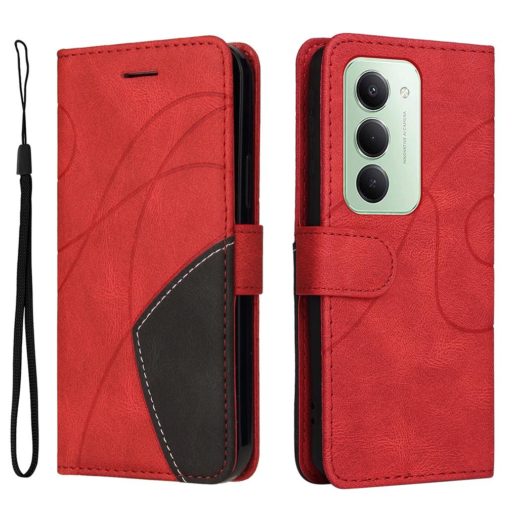 For Xiaomi Redmi 15 4G (EU) (171mm) Leather Phone Case Stand Wallet with Bi-colour Splicing Design