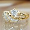1pc New Fashion Angel Wing Golden Silvery Micro-inlaid Artificial Diamond Ring for Women