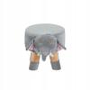 Children's elephant pouffe, gray and pink, wooden base, for a child's room
