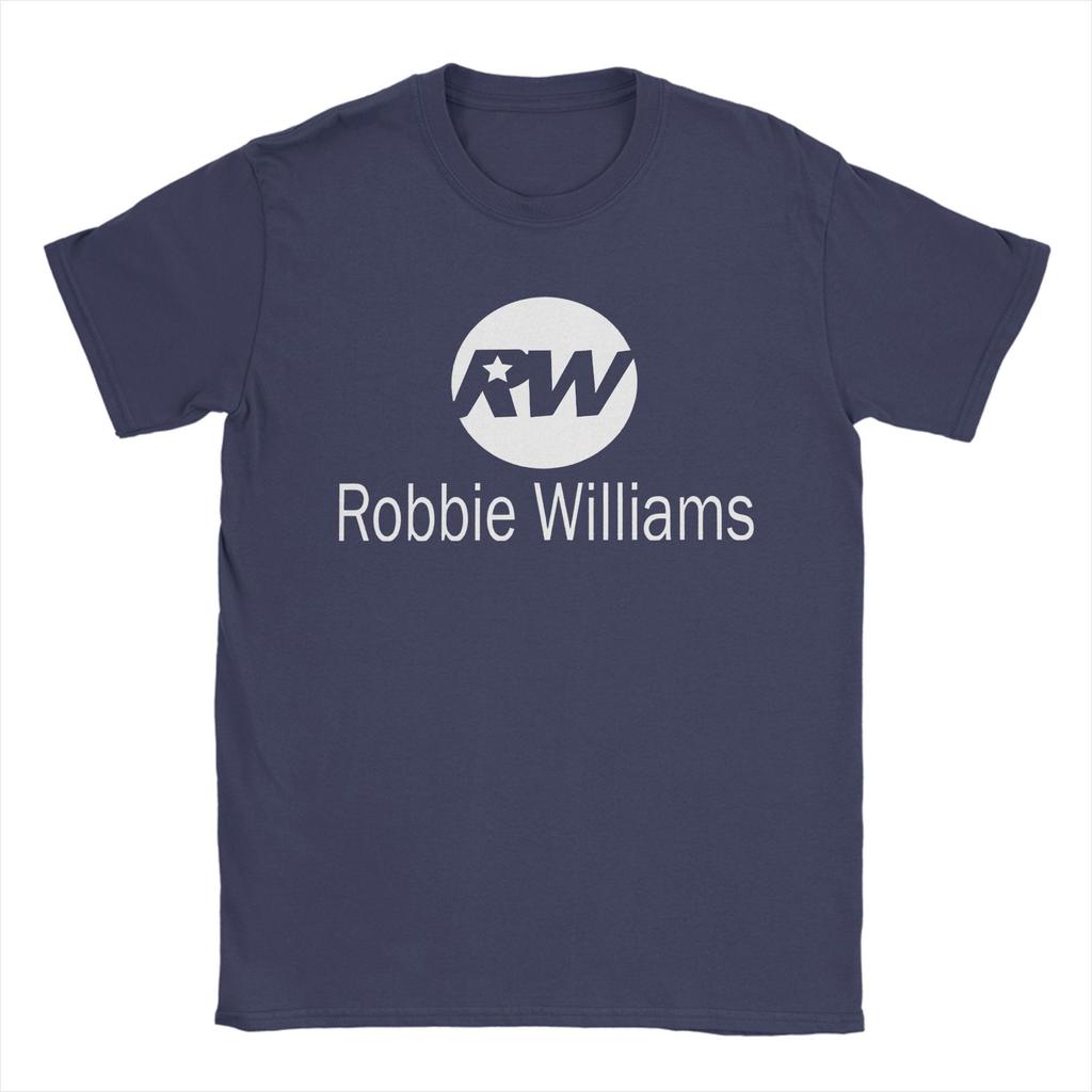 Винтажная футболка Robbie Williams Live 2025 Concert T-Shirt Men O Neck Pure Cotton T Shirt RW Singer Short Sleeve Tee Gift Merchandise