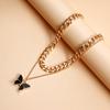 Accessories, Double Black Butterfly Imitation Fritillary Necklace For Women, Temperament Metal Coarse Aluminum Chain Necklace