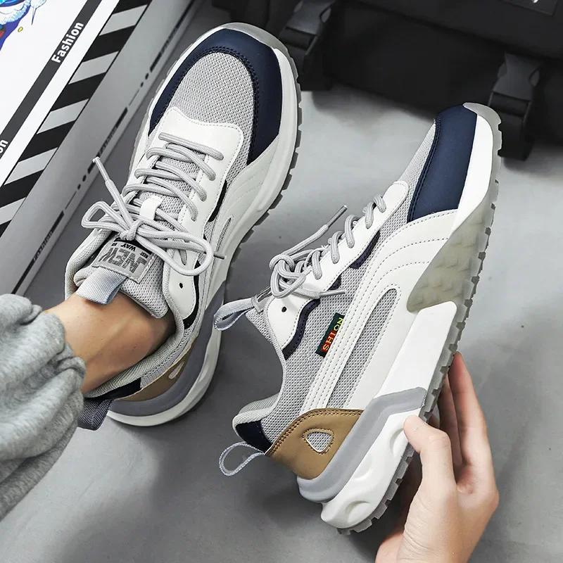 New Men's Casual Shoes Breathable Mens Sports Shoes Hard Wearing Comfortable Men Thick-soled Running Shoes Zapatillas Informales