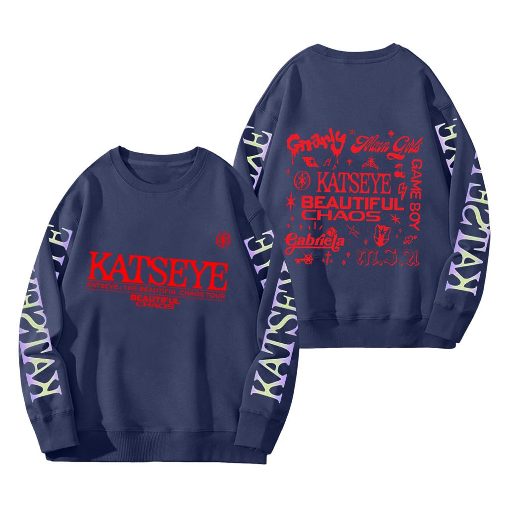 Women's Fashion Long Sleeve Print Round Neck Loose Pullover Sweater Top