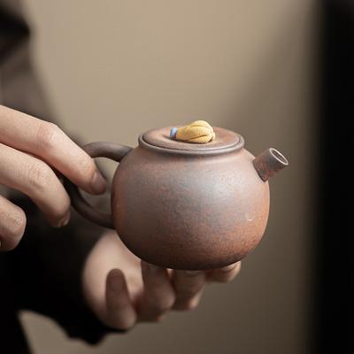 Старый Глиняный Чайник из Каменной Грязи Китайский Набор для Чайной Церемонии Kung Fu для Домашнего Заваривания Маленький Грубого Помола Керамический Ретро Стиль Одиночный Чайник
