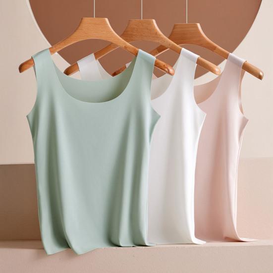 Женская майка Ice Silk с круглым вырезом без рукавов, топ-майка, базовая летняя блузка-майка, повседневные рубашки для тренировок