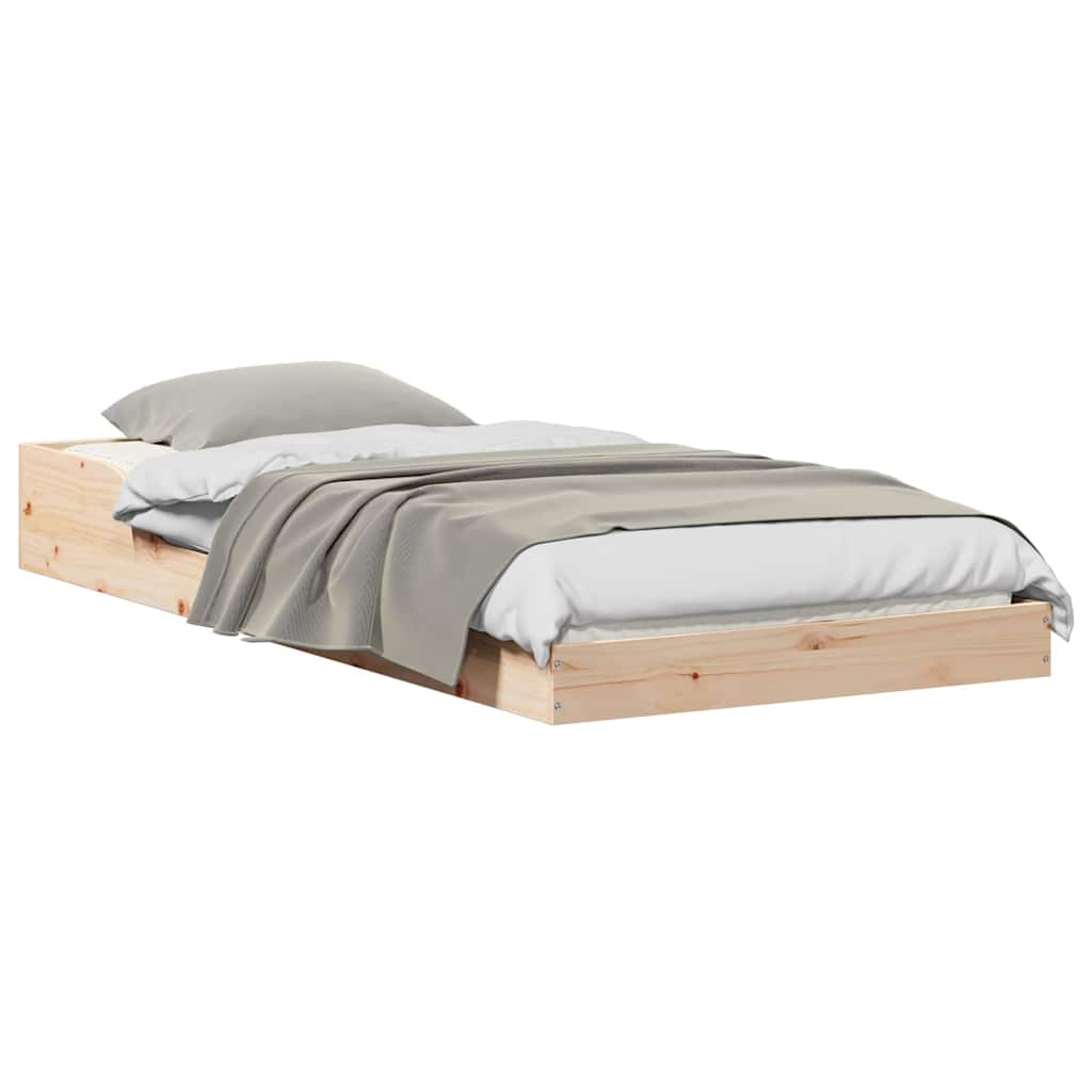 Natural Wooden Bed Frame 80 x 200 cm Solid Pine Wood