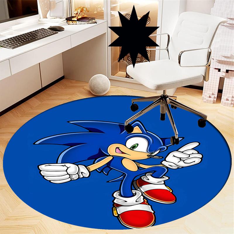 Sonic Printed Round Rug Carpet Chair Rug Area Rug Entryway Doormats,for Office Chair Living Room Bedroom Kitchen Room.