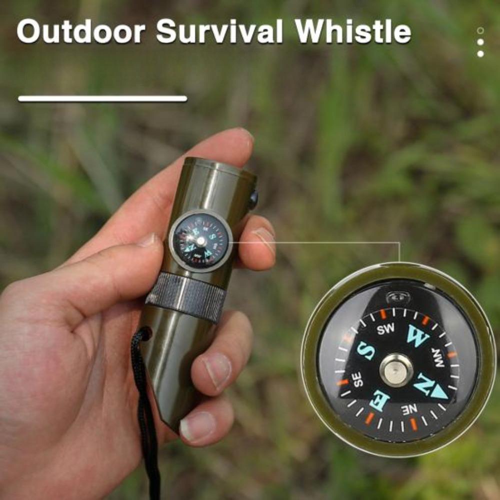 Аварийный свисток для выживания, светодиодный светильник, компас, термометр, портативный, легкий, многофункциональный