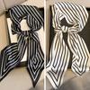 Women Neck Scarf Striped Contrast Color Satin Triangle Edge Wide Band Neck Decoration OL Style Commute Lady Hair Band Clothes Accessory