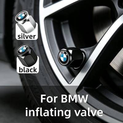 4Pcs Car Tyre Inflation Valve Stem Caps Silver Black Two Color Auto Modification Accessories Fit BMW VFT3