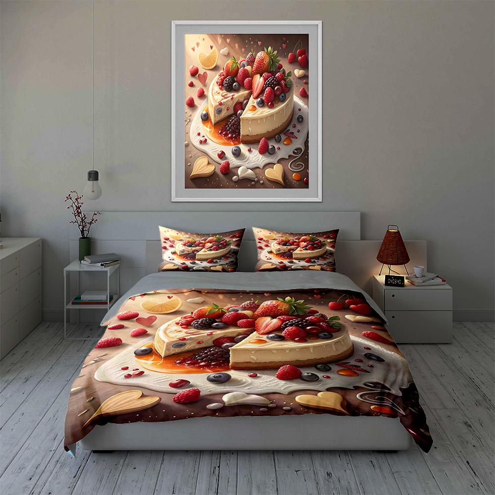 Berry cheesecake design Bedding Duvet cover sets Duvet covers Pillowcases gifts (1 * Duvet Cover 2 * Pillowcases, without duvet insert)