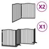 8 Piece Foldable Black Dog Gate 640 cm Poplar Wood