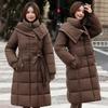 New Down Jacket Women's Long Knee-length Cotton Jacket Waist Slimming Winter Thickened Hooded Jacket for Women