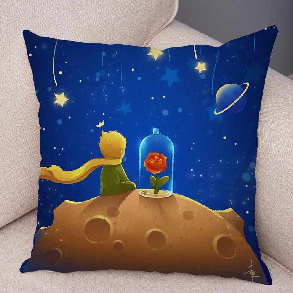 Little Prince Cushion Cover Decor France Anime Cartoon Print Pillow Case for Sofa Home Children Room Soft Plush Throw Pillowcase