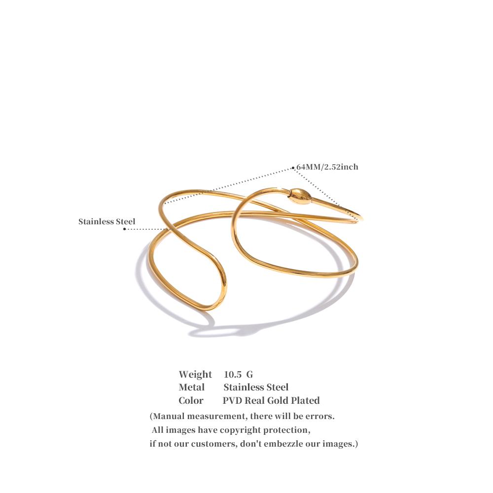 Eetit Минималистичный браслет-манжета из нержавеющей стали с двойным слоем и полым узором, с PVD-покрытием, модные геометрические водонепроницаемые ювелирные украшения для запястья