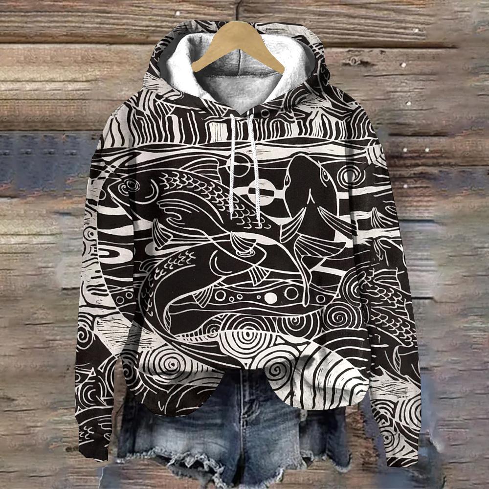 Осень/Зима Пуловеры Толстовки С Узором Морских Животных Женские Толстовки Модная Женская Одежда Топы Повседневные Свободные Женские Толстовки