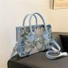 Floral Graphic Satchel Bag For Women Fashion Small Square Bag Fashion Portable Handbag Designer Shoulder Crossbody Bags