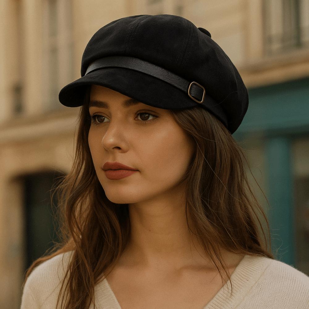 Warm Newsboy Hat Flat Top Women Octagonal Hat Casual Suede Berets Autumn Winter
