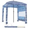 Beach Cabana, 1.83 x 1.83 m Beach Canopy with Side Wall, UPF 50+ Protection Easy Setup Cabana Tent with Sand Pockets, Portable Shade Sun Shelter