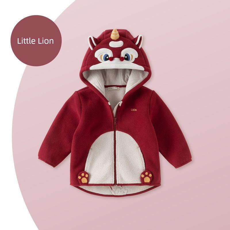 David Bella Kidsren's Polar Fleece Jacket Spring Clothing for Boys and Girls New Year's Red New Year's Greeting Clothing Baby Kidsren's Clothing